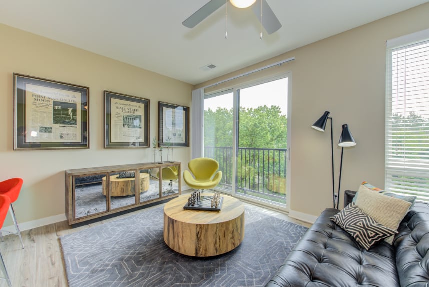 Model studio apartment in Bloomington.